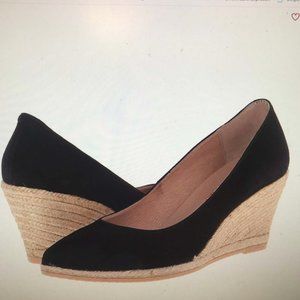 Eric Michael Black Wedge Braided Heels Size- 7.5